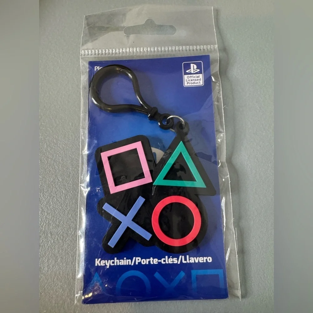 Sony PlayStation Logo Keychain Pack with Multicolor controller Symbol Accents